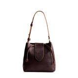 Coldbrew Small | Symmetrical leather bag with leather drawstring closure and adjustable shoulder strap