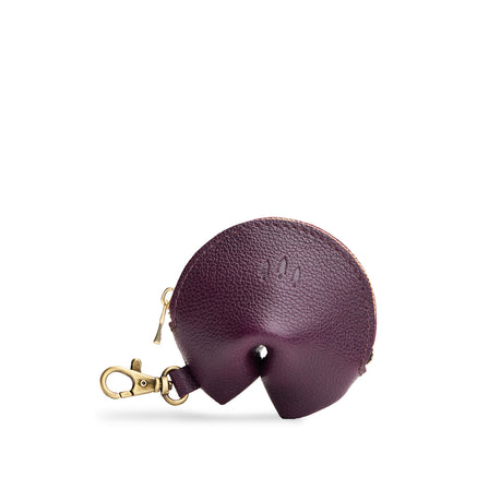 Plum | Leather fortune cookie shaped keychain pouch