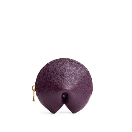 Plum | Leather fortune cookie shaped keychain pouch
