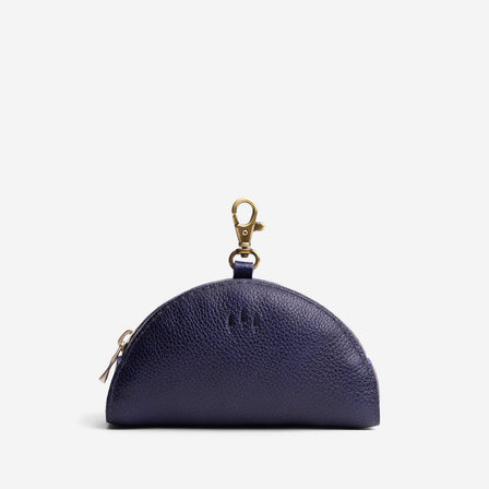 Cobalt | Small half-moon shaped keychain pouch with zipper closure
