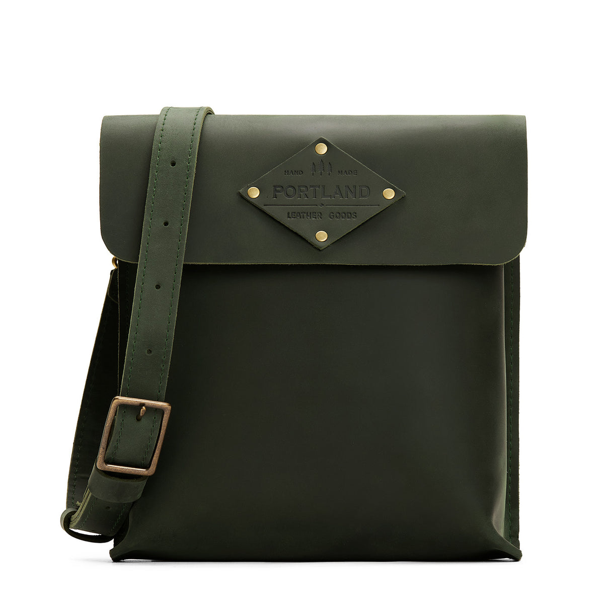 Evergreen | Slim satchel bag with crossbody strap and magnet flap closure