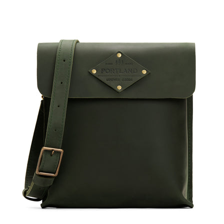 Evergreen | Slim satchel bag with crossbody strap and magnet flap closure