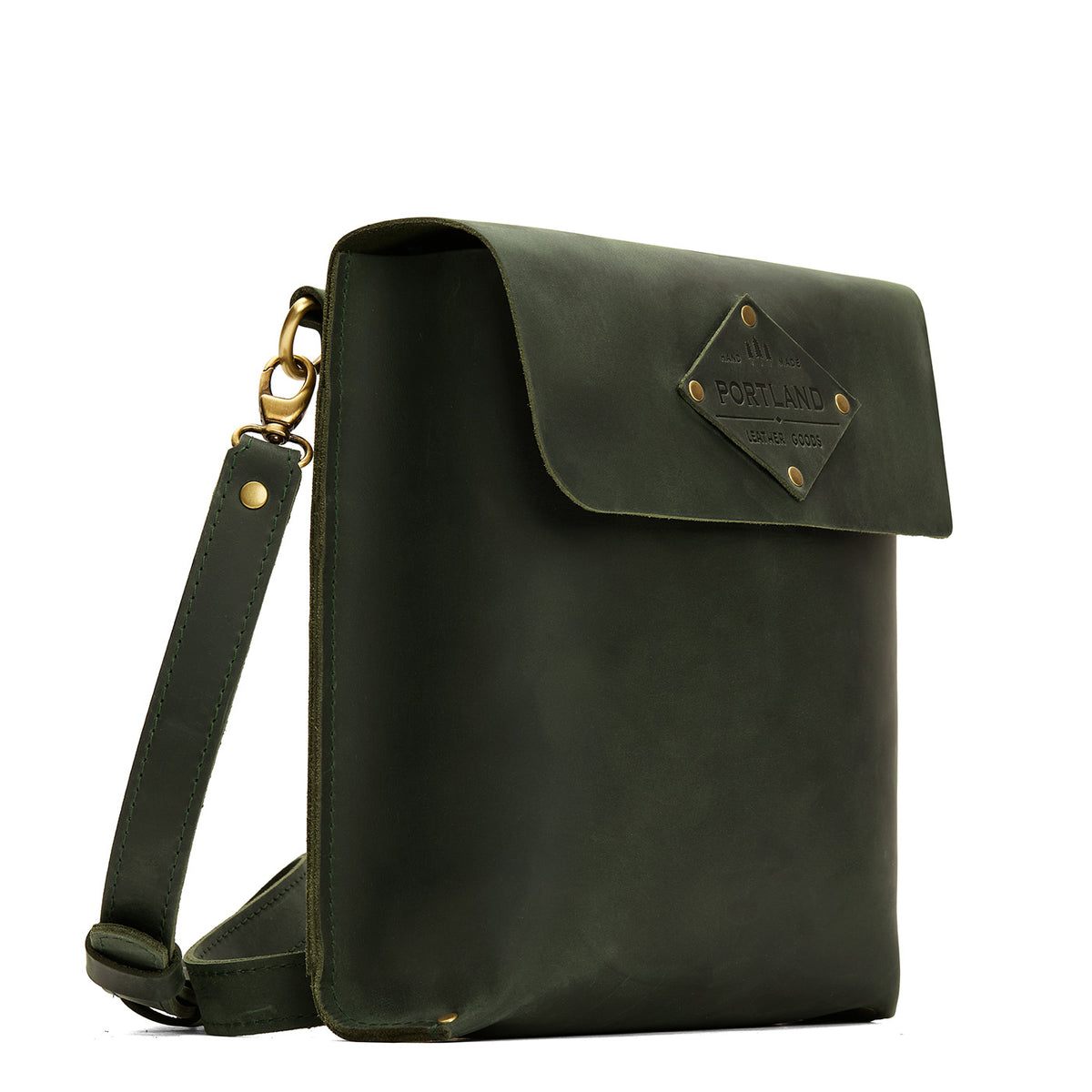 Evergreen | Slim satchel bag with crossbody strap and magnet flap closure