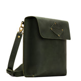 Evergreen | Slim satchel bag with crossbody strap and magnet flap closure
