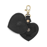 Pebbled--black | Heart-shaped airtag holder keychain with a swivel lobster clasp
