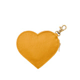 Sunshine | Heart-shaped leather pouch keychain with zipper top and lobster clasp