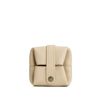 Pebbled Bone | Foldable square leather pouch with snap closure closed