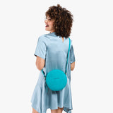 Aquamarine Large | Circle shaped crossbody bag with top zipper