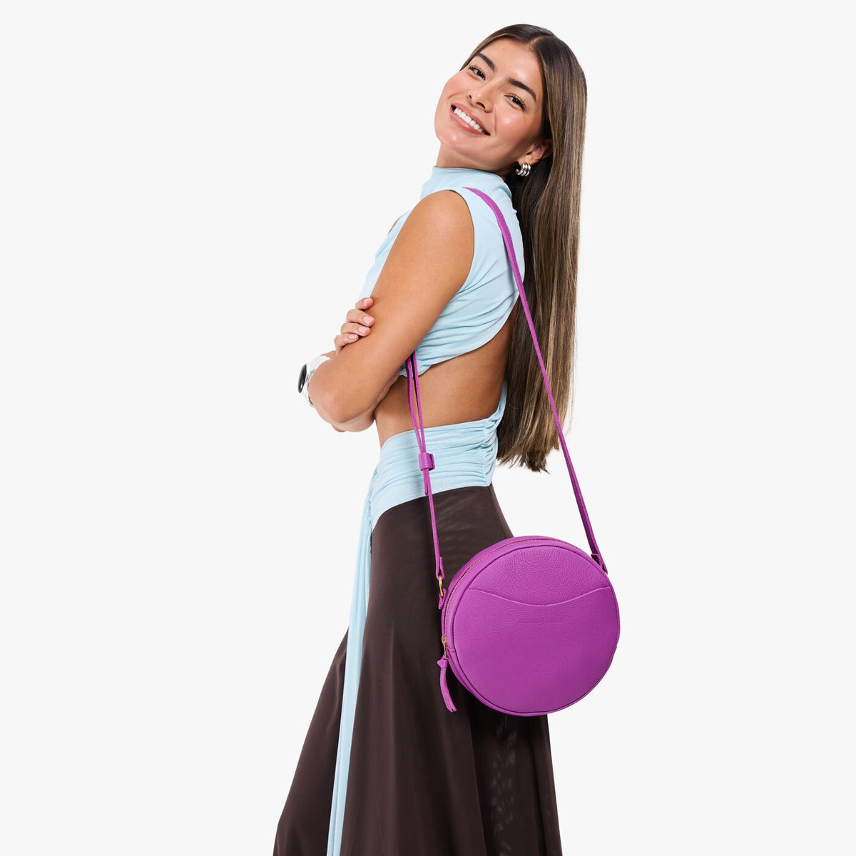 Cattleya*Large | Circle shaped crossbody bag with top zipper