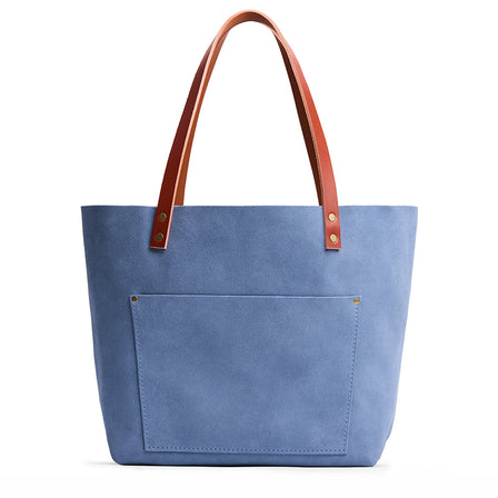 Denim*Classic | Large leather tote bag with sturdy bridle handles and front pocket
