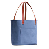 Denim Classic | Large leather tote bag with sturdy bridle handles and front pocket