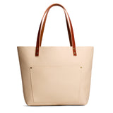 Pebbled Bone Classic | Large leather tote bag with sturdy bridle handles and front pocket