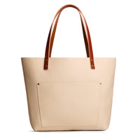 Pebbled Bone*Classic | Large leather tote bag with sturdy bridle handles and front pocket