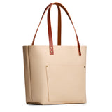 Pebbled Bone Classic | Large leather tote bag with sturdy bridle handles and front pocket