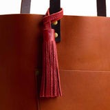 Chili Red Large | Fringed leather tassel with leather loop