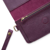 Plum | Leather wallet clutch with wristlet and magnetic closure