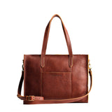 Nutmeg East/West | Structured wide tote bag with overlapping panels and crossbody strap
