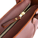 Cognac Zipper | Structured mid-size tote bag with overlapping panels and crossbody strap