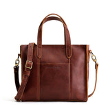 Nutmeg Zipper | Structured mid-size tote bag with overlapping panels and crossbody strap