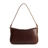 Chocolate Brown Small | Petite bean shaped shoulder bag with a zipper closure