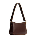 Chocolate Brown Small | Petite bean shaped shoulder bag with a zipper closure