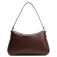 Chocolate Brown*Large | Petite bean shaped shoulder bag with a zipper 