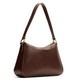 Chocolate Brown Large | Petite bean shaped shoulder bag with a zipper 