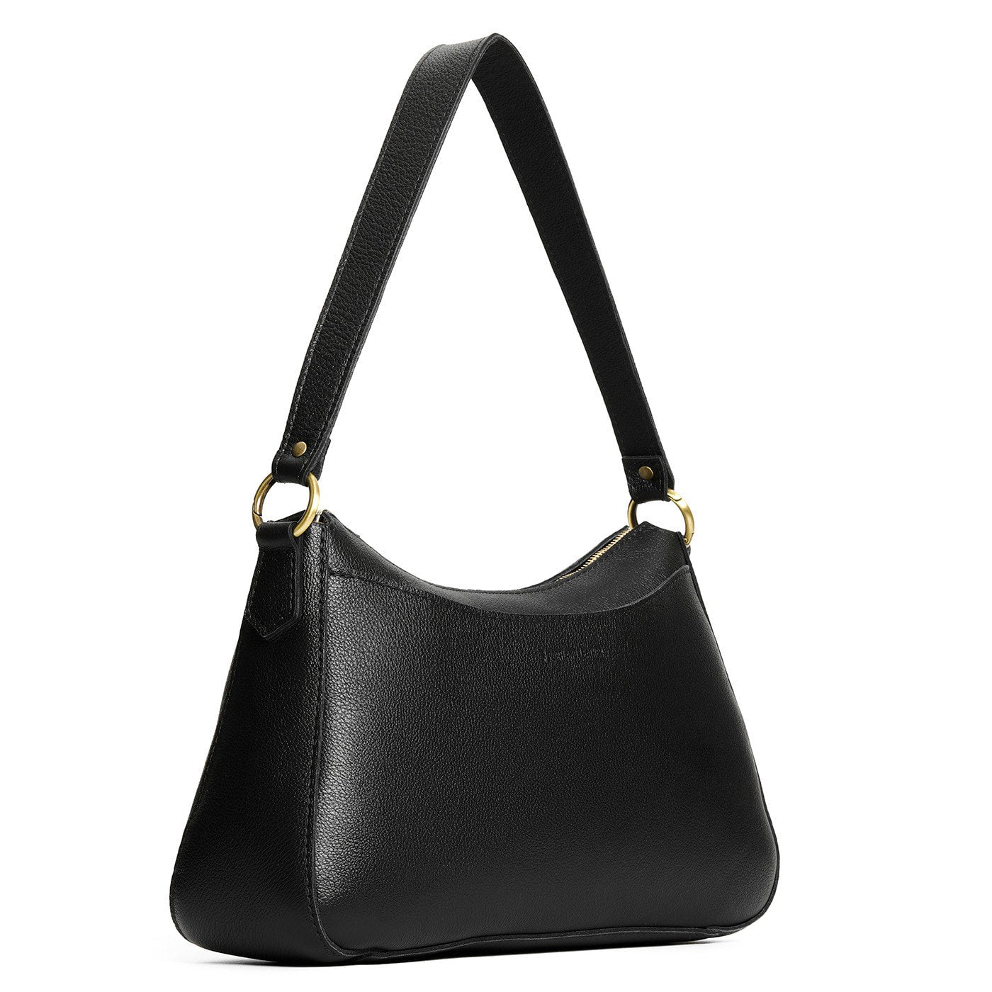 Pebbled--black*Large | Large bean shaped shoulder bag with a zipper closure