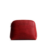 Chili Red Classic | Compact leather pouch with top zipper