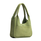 Laurel Medium | U-shaped, flat-bottomed leather shoulder bag with two outside pockets