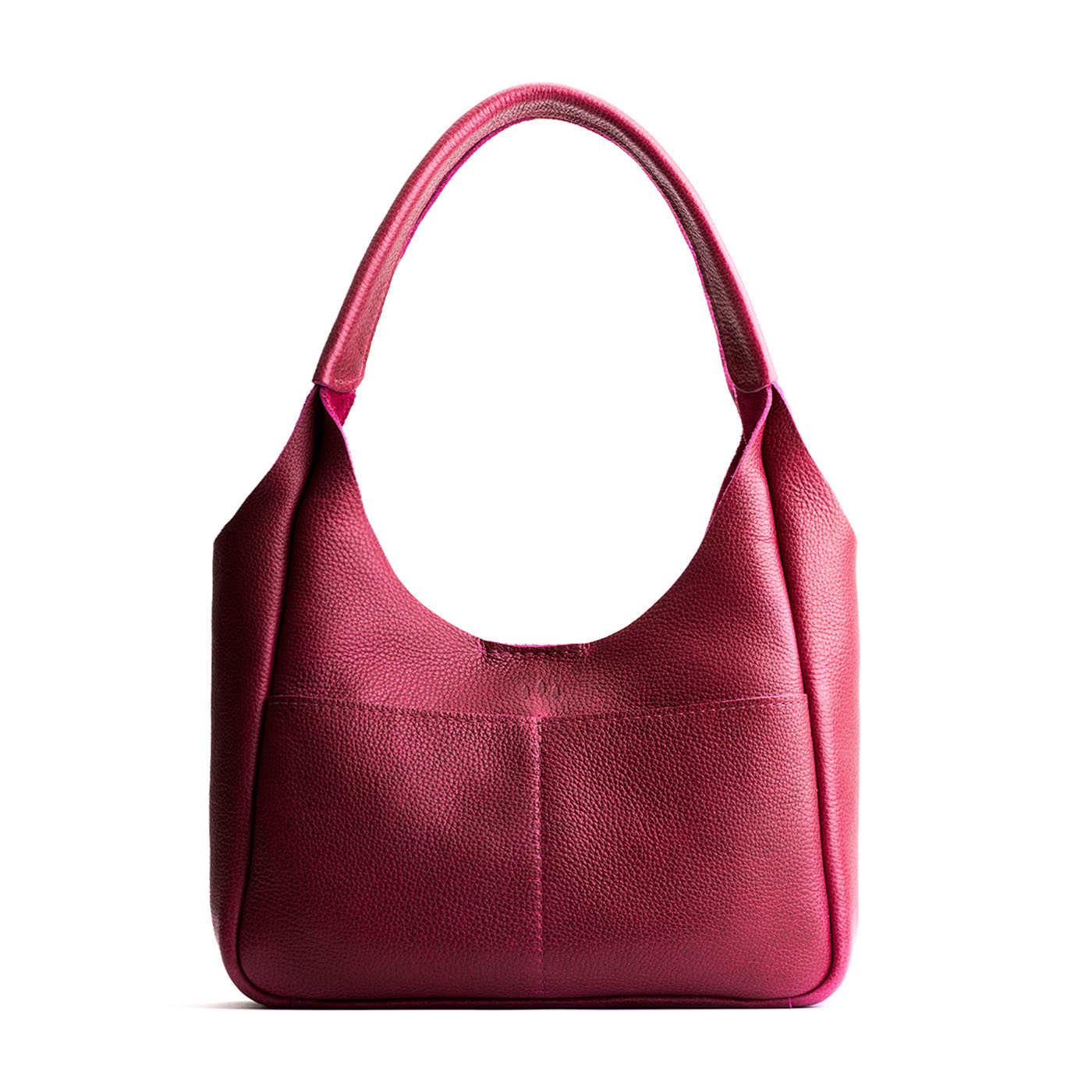 Orchid*Medium | U-shaped, flat-bottomed leather shoulder bag with two outside pockets