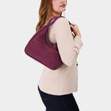 Superbloom Medium | U-shaped, flat-bottomed leather shoulder bag with two outside pockets
