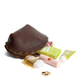 Coldbrew Large | Curved leather pouch with zipper and scalloped edges