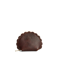 Coldbrew*Small | Curved leather pouch with zipper and scalloped edges