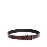 Pecan | Mens leather belt with two belt loops and antiqued brass buckle