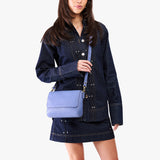 Aster Medium | Model Wearing Small Leather Crossbody Bag with Magnetic Messenger Bag Closure