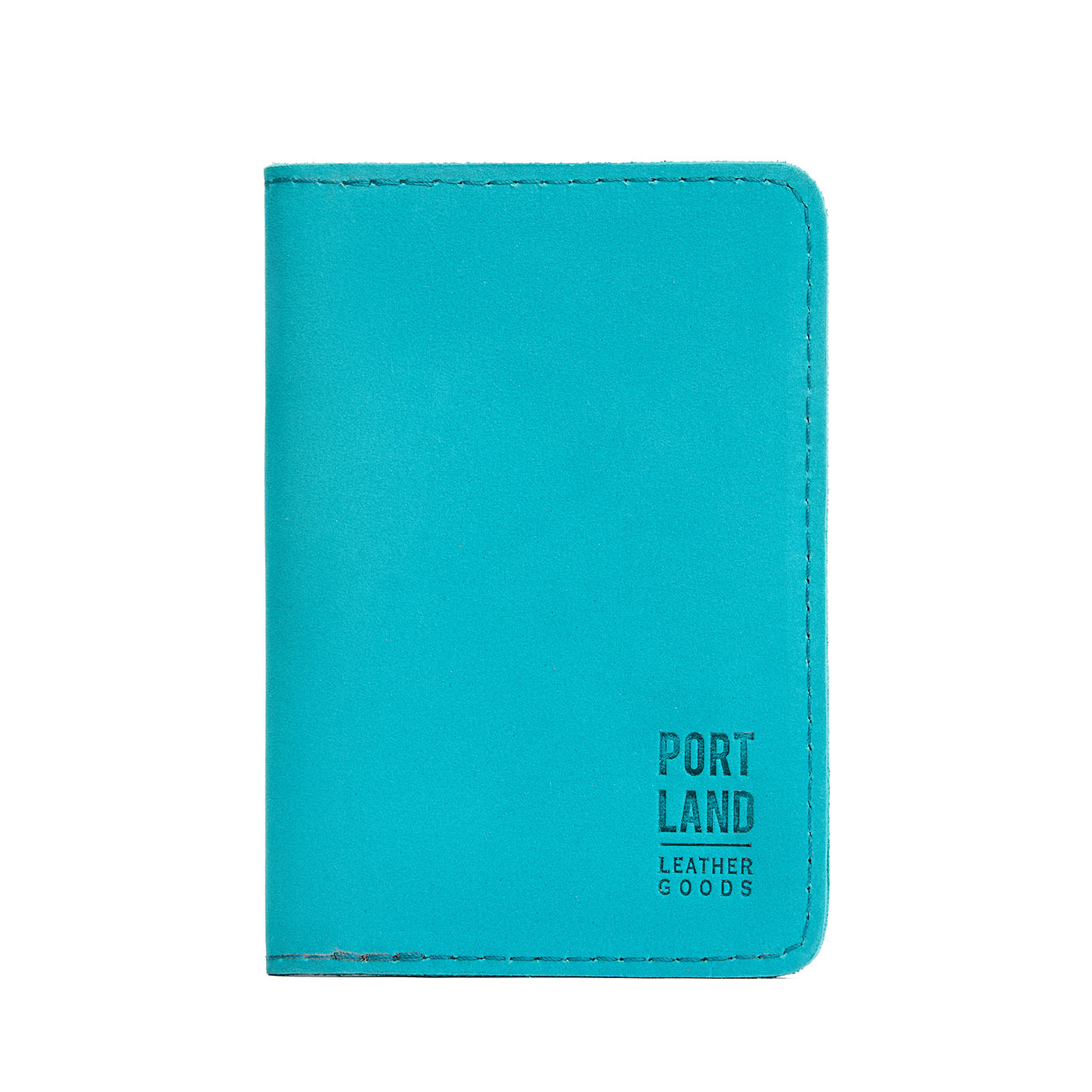 Aquamarine | Leather passport case with PLG logo