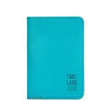 Aquamarine | Leather passport case with PLG logo