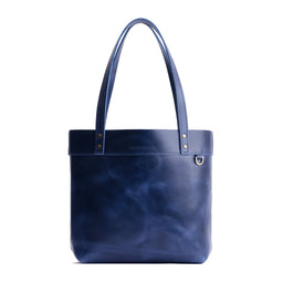Cowboy Blue*Medium*Classic | Leather tote bag with riveted straps and exterior key loop