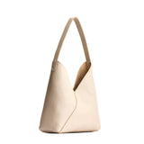 Pebbled Bone Large | Mid-size shoulder bag with magnetic snap closure