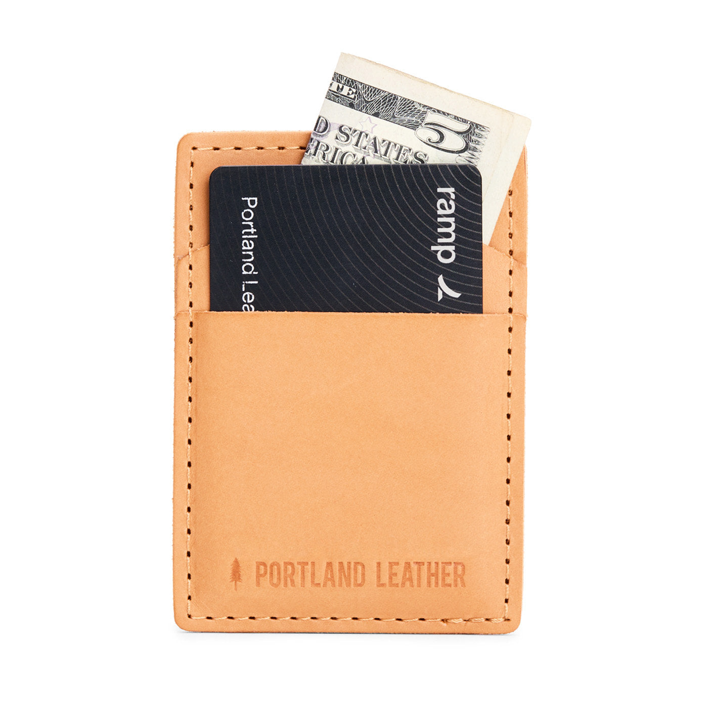 Naturale | Leather card holder with two slots on each side