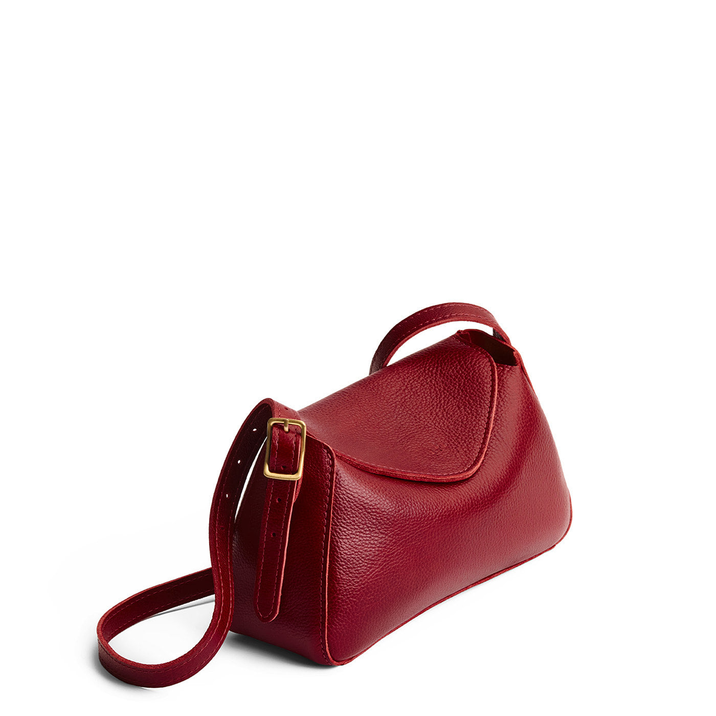 Chili Red*Small | Leather Crossbody with a flap and magnetic closure