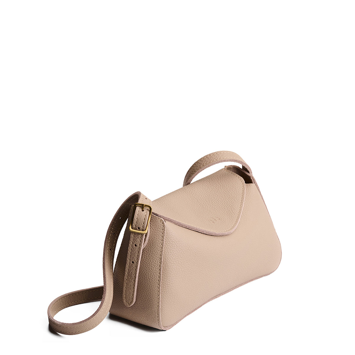 Oatmilk*Small | Leather Crossbody with a flap and magnetic closure
