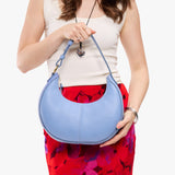 Aster Classic | Crescent shaped shoulder bag with zipper closure and adjustable strap