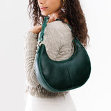 Forest Green Classic | Crescent shaped shoulder bag with zipper closure and adjustable strap
