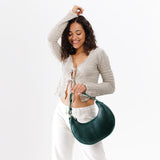 Forest Green Classic | Crescent shaped shoulder bag with zipper closure and adjustable strap