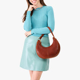 Nutmeg Classic | Crescent shaped shoulder bag with zipper closure and adjustable strap