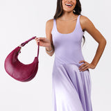 Orchid Classic | Crescent shaped shoulder bag with zipper closure and adjustable strap