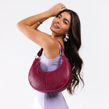 Orchid Classic | Crescent shaped shoulder bag with zipper closure and adjustable strap
