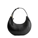 Pebbled--black Classic | Crescent shaped shoulder bag with zipper closure and adjustable strap